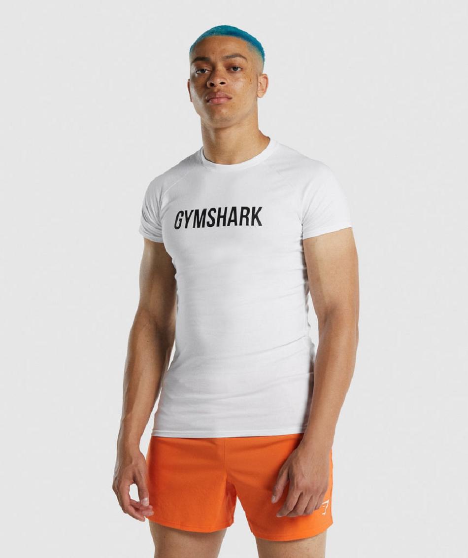 T Shirts Męskie Gymshark Apollo Białe | PL 3937BEX